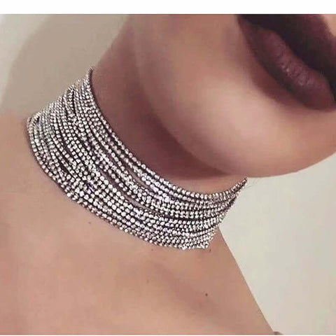 Luxury Rhinestone Choker Crystal Maxi Statement Necklace 2024 Multilayer Wedding Chokers Necklace Fashion Jewelry Accessories