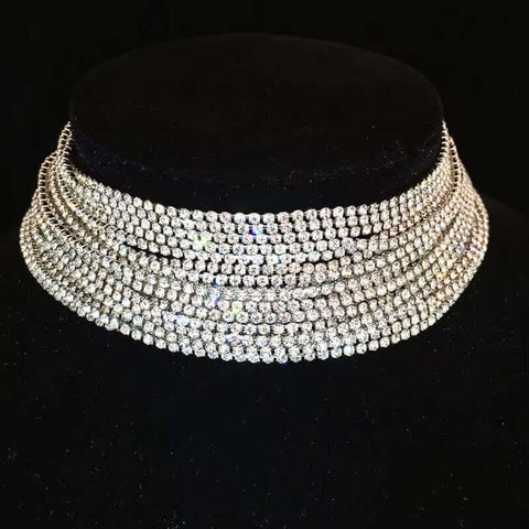 Luxury Rhinestone Choker Crystal Maxi Statement Necklace 2024 Multilayer Wedding Chokers Necklace Fashion Jewelry Accessories