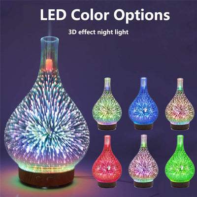 3D Glass Aroma Diffuser Colorful Lamp Humidifier Night Light