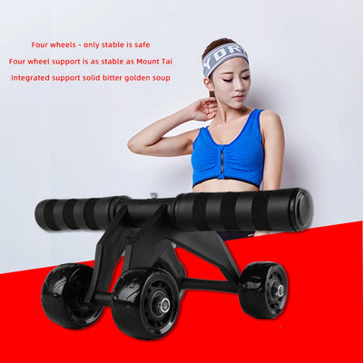 Four Wheeled Abdominal Wheel Ab Roller Non-slip Arm Waist Exercise Core Workout Muscles Training Body Building Fitness Equipment