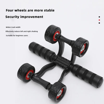 Four Wheeled Abdominal Wheel Ab Roller Non-slip Arm Waist Exercise Core Workout Muscles Training Body Building Fitness Equipment